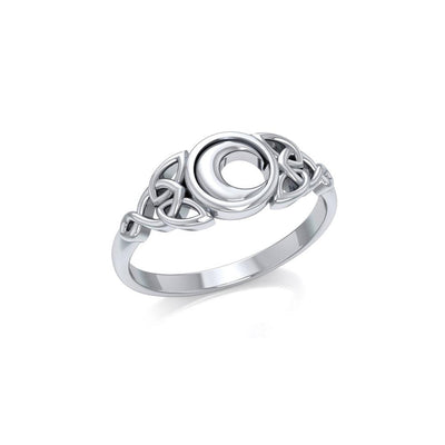 Celtic Crescent Moon Silver Ring TR1746