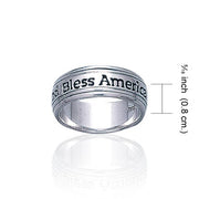God Bless America Silver Band Ring TR1790