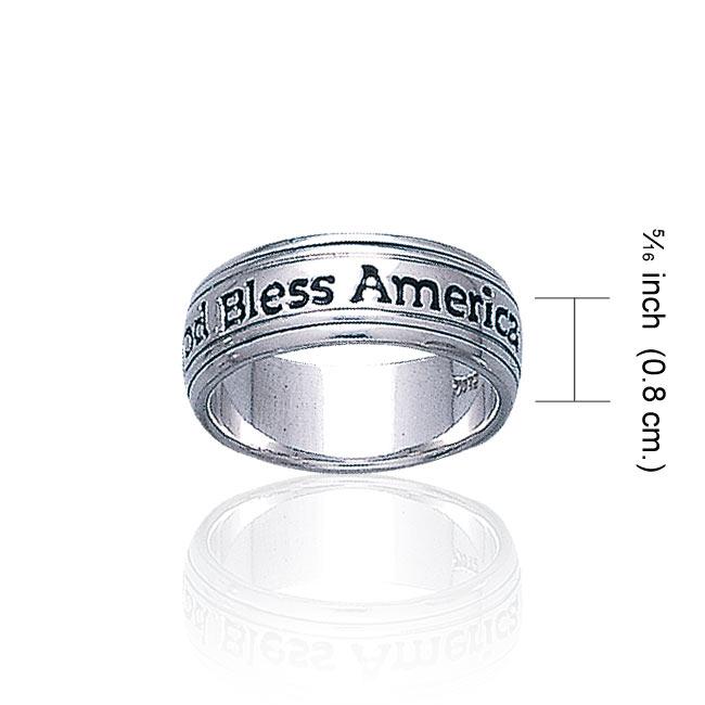 God Bless America Silver Band Ring TR1790