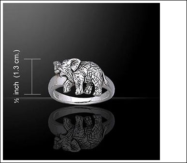 Lone Elephant Silver Ring TR1793