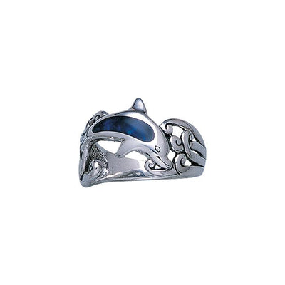 Dolphin Waves Silver Ring TR1847