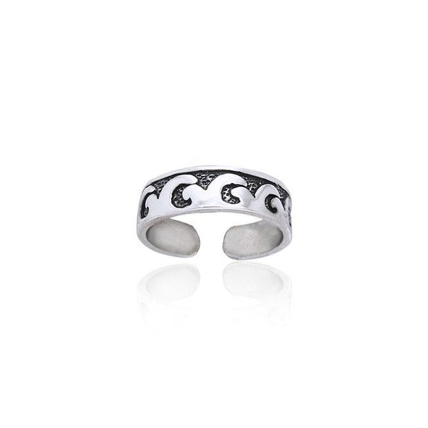 Calm or rough waves in the sparkling sea ~ Sterling Silver Toe Ring TR252