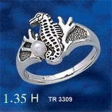 Seahorse Silver Ring with Synthetic Pearl TR3309