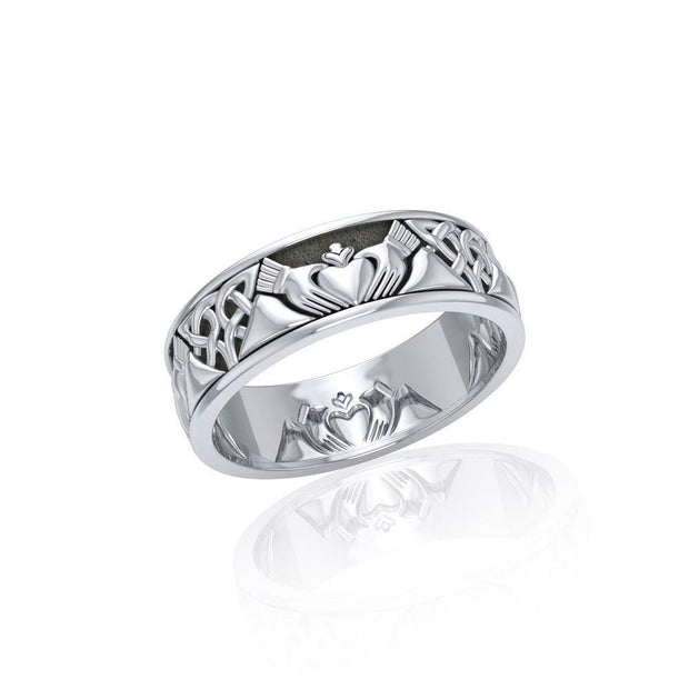 A love to last a lifetime ~ Celtic Knotwork Claddagh Sterling Silver Ring TR3355