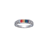 Rainbow Rectangle Silver Ring TR336
