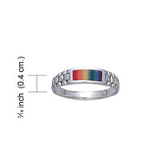Rainbow Rectangle Silver Ring TR336
