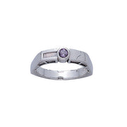 Modern Band Ring with Round Gemstone TR3389