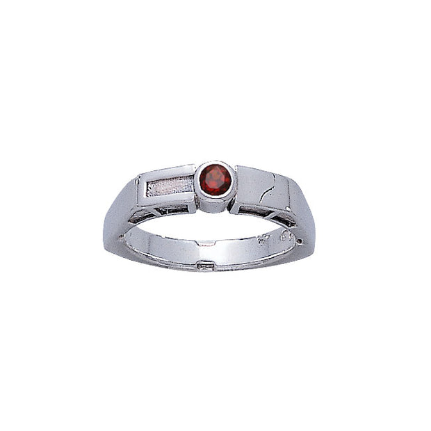 Modern Band Ring with Round Gemstone TR3389 Ring
