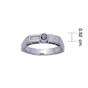 Modern Band Ring with Round Gemstone TR3389