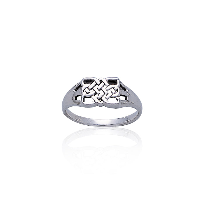 Celtic Knotwork Rectangle Sterling Silver Ring TR3391