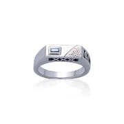 Modern Band Ring with Rectangle Gemstone TR3444