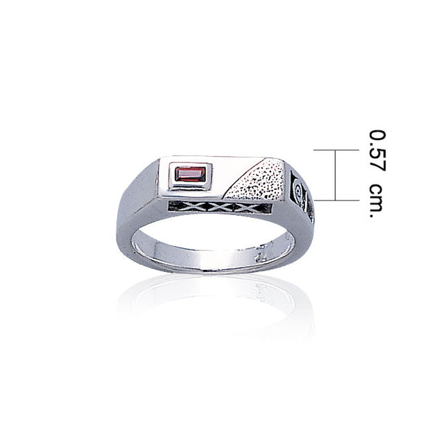 Modern Band Ring with Rectangle Gemstone TR3444