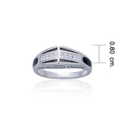 Modern Band Ring with Gemstone and Enamel TR3445