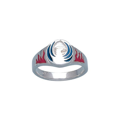 Enameled Phoenix Silver Ring TR3592