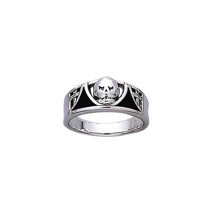 Skull Ring Band Ring with Enamel TR3661