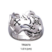Skull and Map Silver Ring TR3678