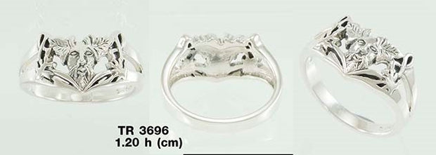 Green Man Silver Ring TR3696