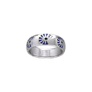 Nautilus Shell Sterling Silver Band Ring With Enamel TR3700