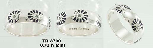 Nautilus Shell Sterling Silver Band Ring With Enamel TR3700
