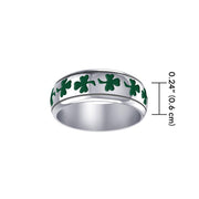Life’s a fortune and luck ~ Celtic Shamrock Sterling Silver Ring in Green Enamel TR3710