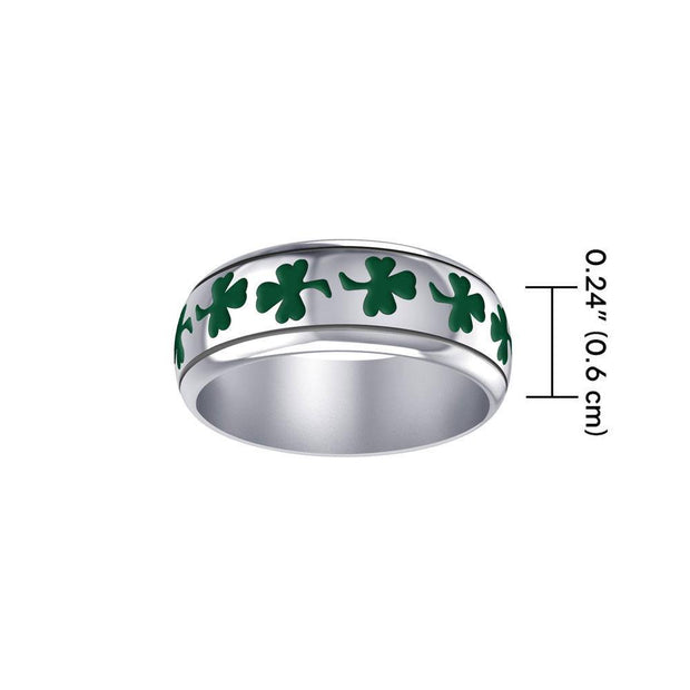 Life’s a fortune and luck ~ Celtic Shamrock Sterling Silver Ring in Green Enamel TR3710
