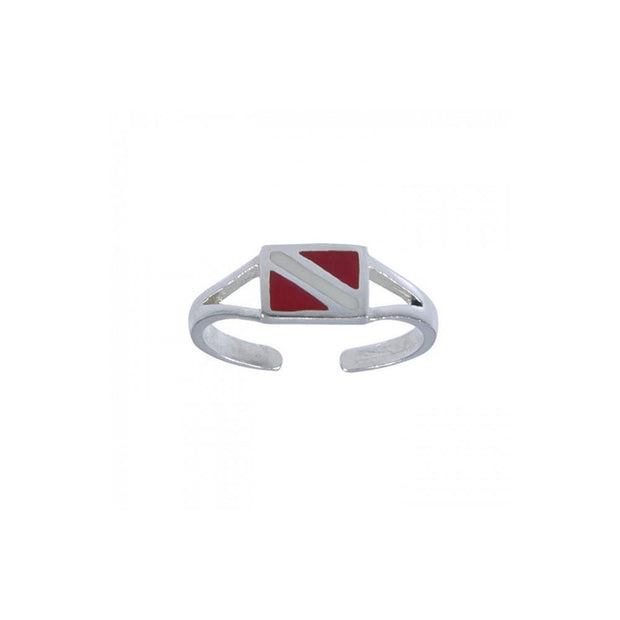 Wear your diving symbol ~ Sterling Silver Jewelry Dive Flag Toe Ring TR3714