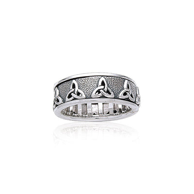 Celtic Trinity Knot Silver Spinner Ring TR3736