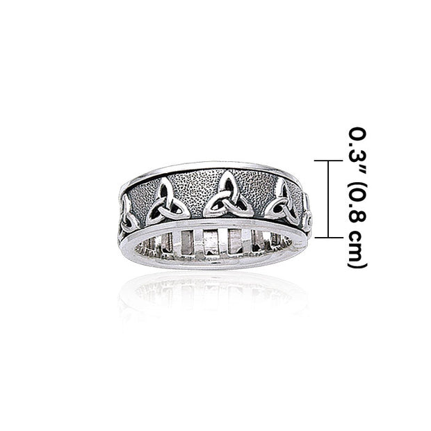 Celtic Trinity Knot Silver Spinner Ring TR3736