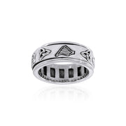 Celtic Trinity Shamrock Thistle Silver Spinner Ring TR3743