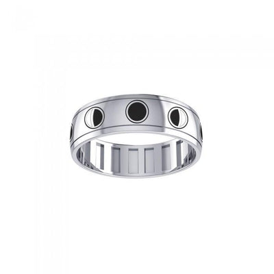 Beautiful moon phases ~ Sterling Silver Spinner Ring TR3753