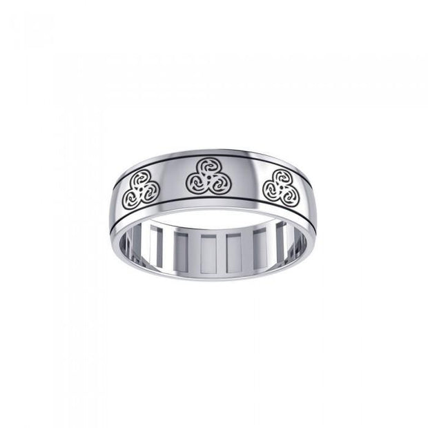 The eternal infinite power ~ Sterling Silver Celtic Triquetra Spinner Ring TR3782