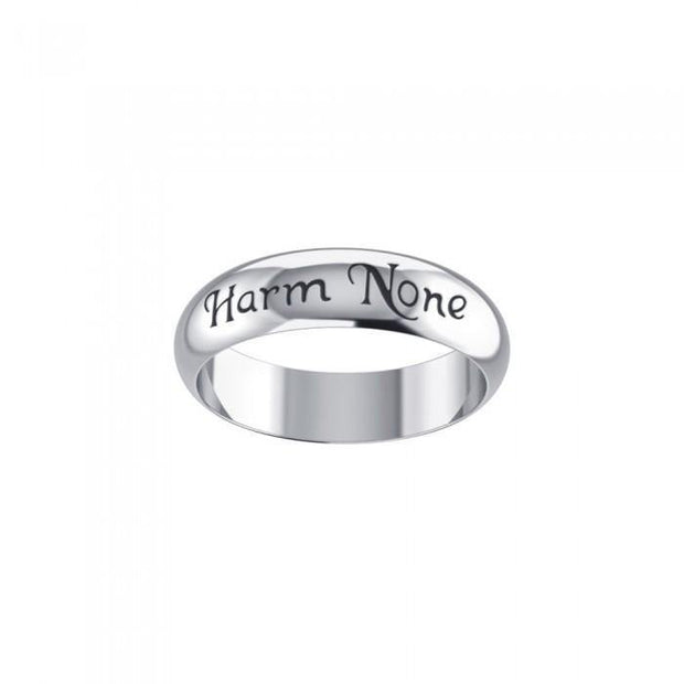 Harm None Inscribed Silver Ring TR3788