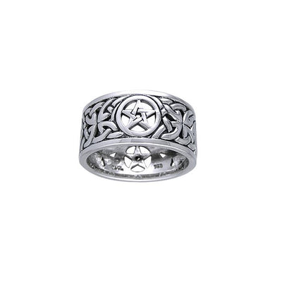 Silver Pentagram Pentacle Ring TR3873