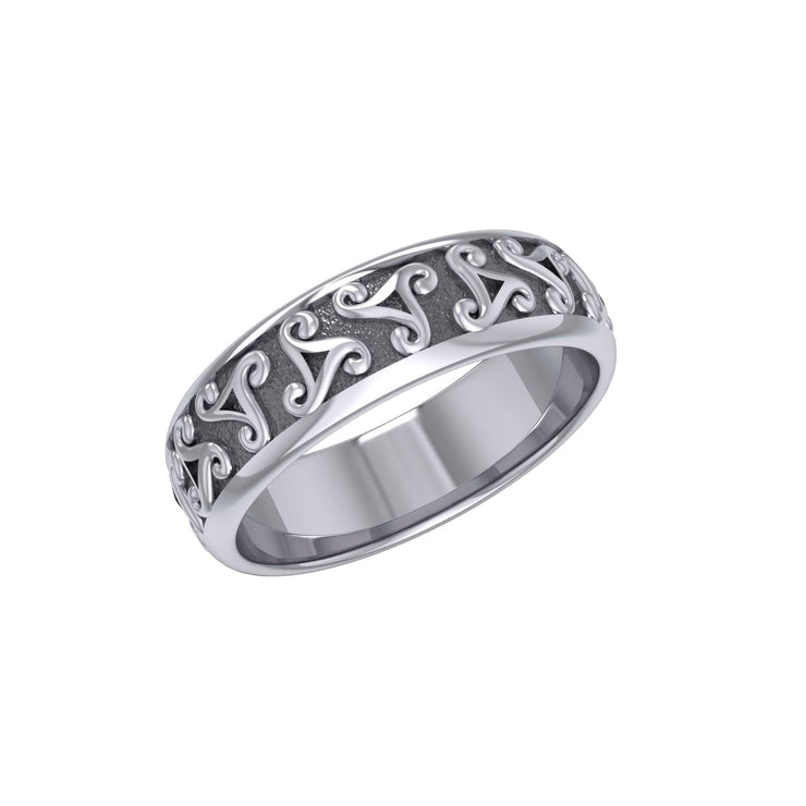 Celtic Silver Spiral Triskele Ring TR405
