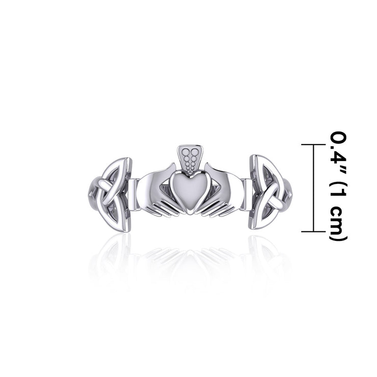 Irish Claddagh and Celtic Knotwork Silver Ring TR557