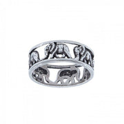 Open Elephant Herd Silver Ring TR573