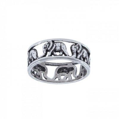 Open Elephant Herd Silver Ring TR573