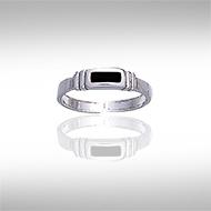 Inlaid Rectangle Silver Toe Ring TR612