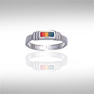Rainbow Rectangle Silver Toe Ring TR612 Toe Ring