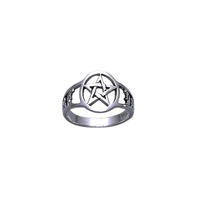 Silver Pentagram Pentacle Ring TR731