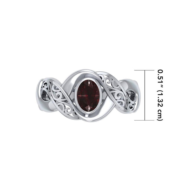 Silver Bold Filigree Ring with Gemstone TR745 Ring