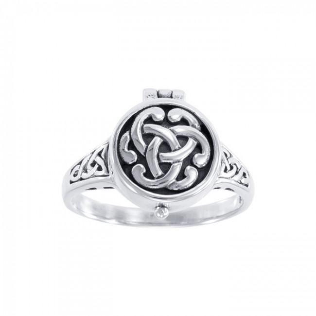 Celtic Knotwork Silver Poison Ring TR844