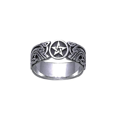 Silver Pentagram Pentacle Ring TR889