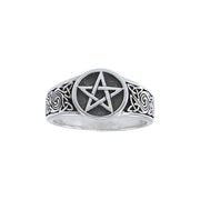 Silver Pentagram Pentacle Ring TR927