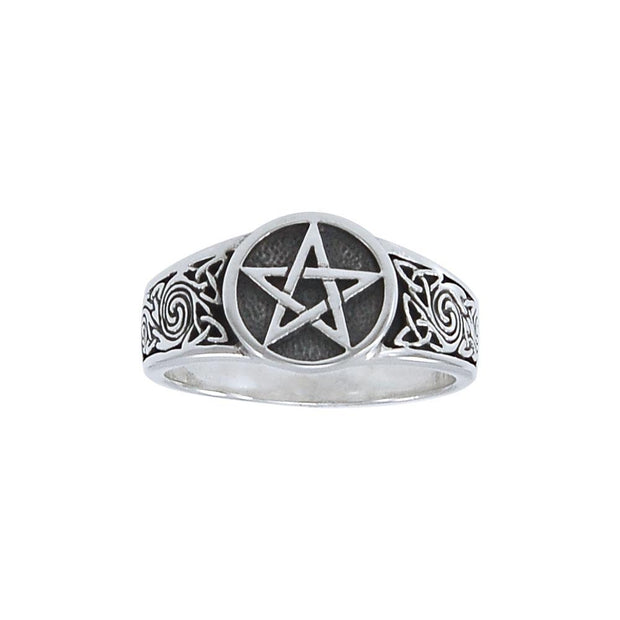 Silver Pentagram Pentacle Ring TR927