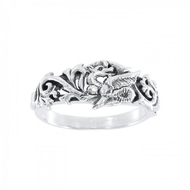 Dragon Scroll Silver Ring TR940