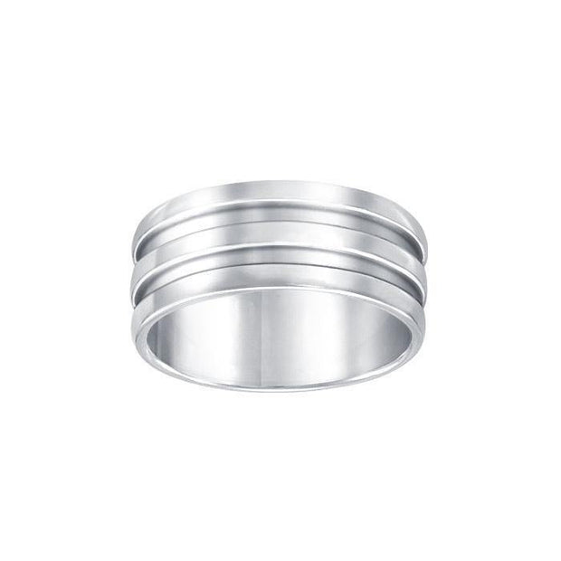 Grooved Silver Wedding Ring TR965