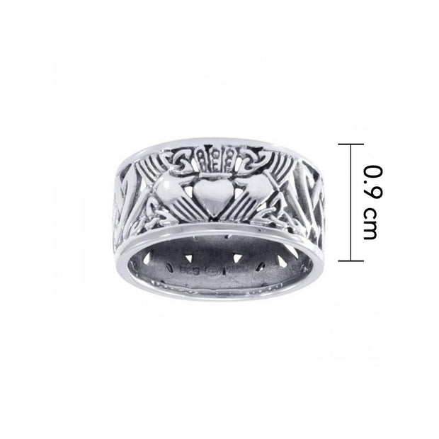 Celtic Knotwork Claddagh Triquetra Sterling Silver Ring TRI002