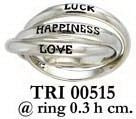 Love Luck Happiness Sterling Silver Ring TRI515