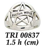 Kitchen Witch Pentacle Silver Ring TRI837